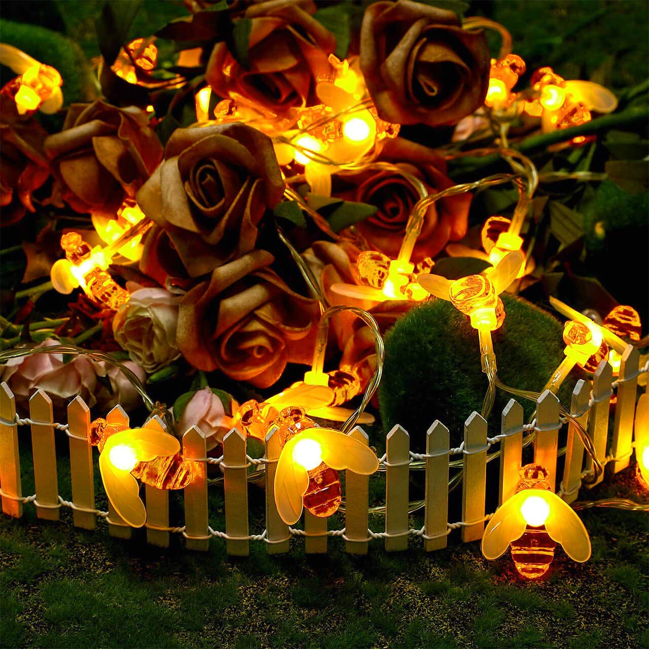 SEMILITS Honey Bee String Lights - 8 Modes 30 LED Battery Operated Fairy Lights for Indoor Outdoor Decor, Christmas Party, Garden, Wreath, Patio & Camping | Cute Bee-Themed Lighting for Home, Wedding, Baby Shower & Festive Decorations