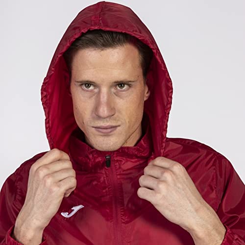 Joma IRIS RED Rain Jacket for Men - Waterproof Windbreaker with Hood for Outdoor Hiking, Camping & Travel (Size M)