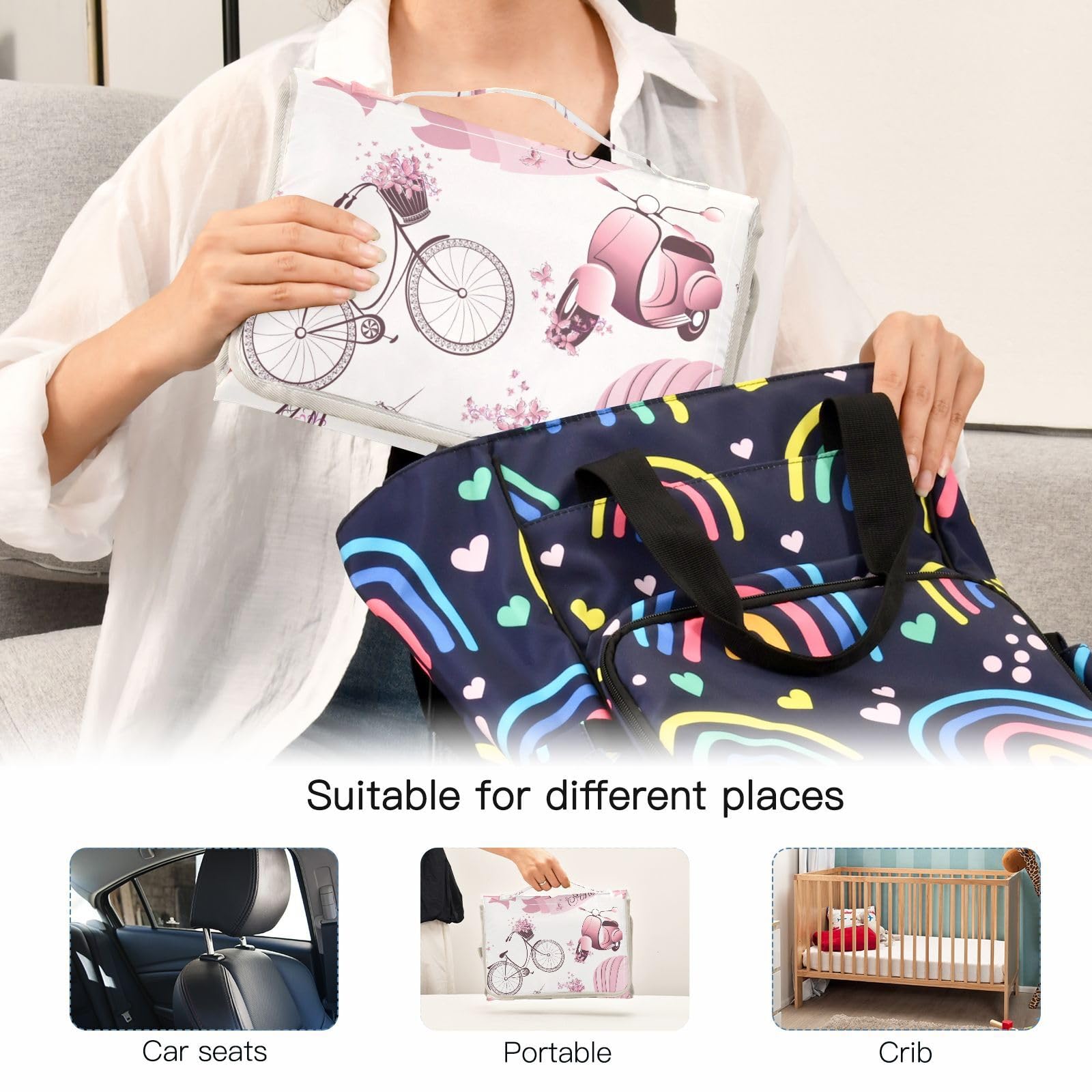 Portable Baby Changing Pad - Foldable Waterproof Travel Diaper Changing Station with Built-in Pillow | Perfect for On-the-Go Parents, Airplane Travel, and Outdoor Adventures | Ideal Baby Shower Gift for Newborns & Unisex Infants