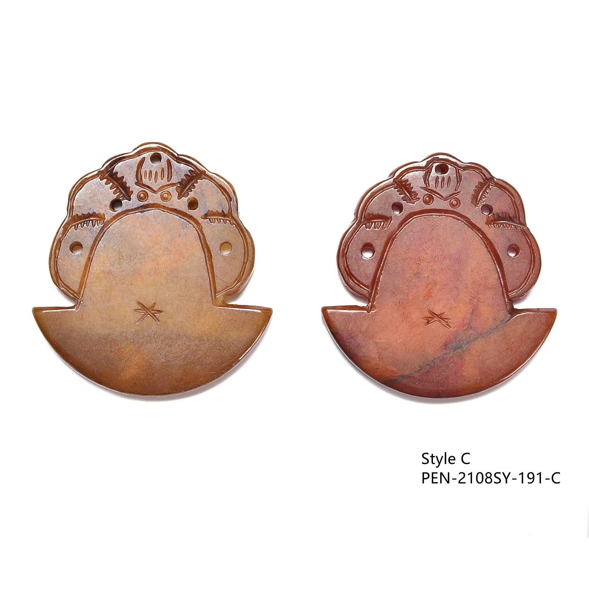 03 Brown Jade Hand Carved Pendant - Natural Stone Necklace Charm - 8 Unique Designs - Spiritual Jewelry Gift for Women - Perfect for Meditation, Yoga & Boho Fashion