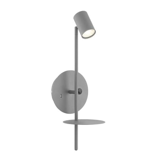 Lite Source LED Wall Lamp with USB Port - Grey, 7W GU10 Bulb, Modern Lighting for Home & Office (LS-16810GREY) | Perfect for Bedroom, Hallway & Outdoor Patio Lighting
