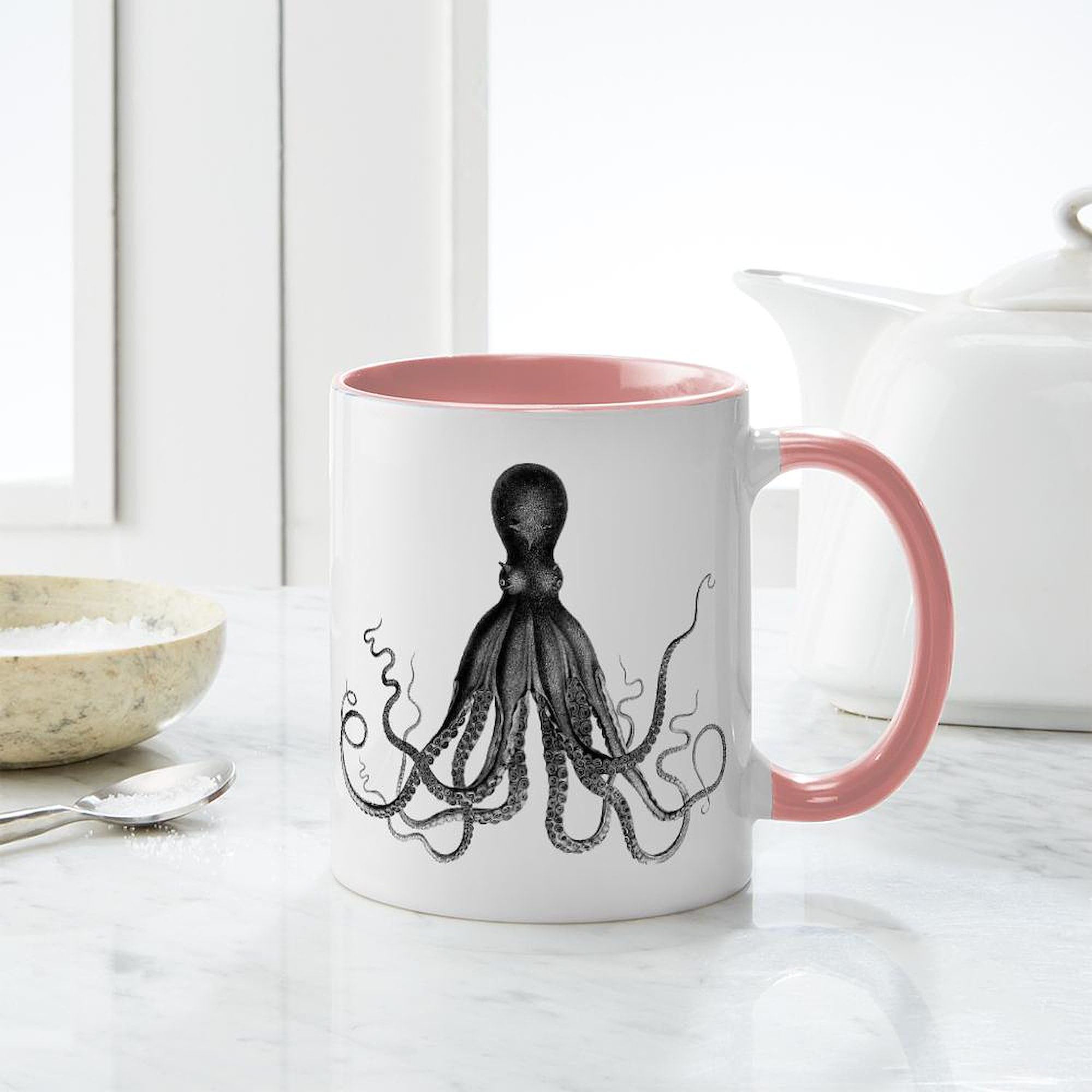 Vintage Octopus Coffee Mug 11 oz (325 ml) - Ceramic Tea Cup with Handle - Perfect for Home, Office & Gift Giving