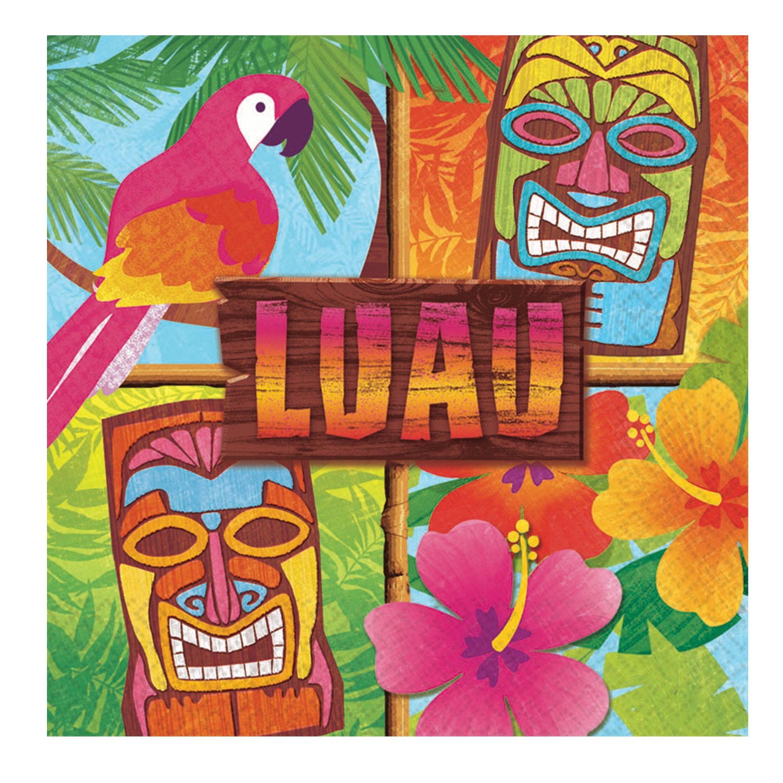 Luau Party Beverage Napkins - 50 Count Colorful Tropical Themed Cocktail Napkins for Hawaiian Luau, Beach Party, Tiki Bar & Summer Celebrations