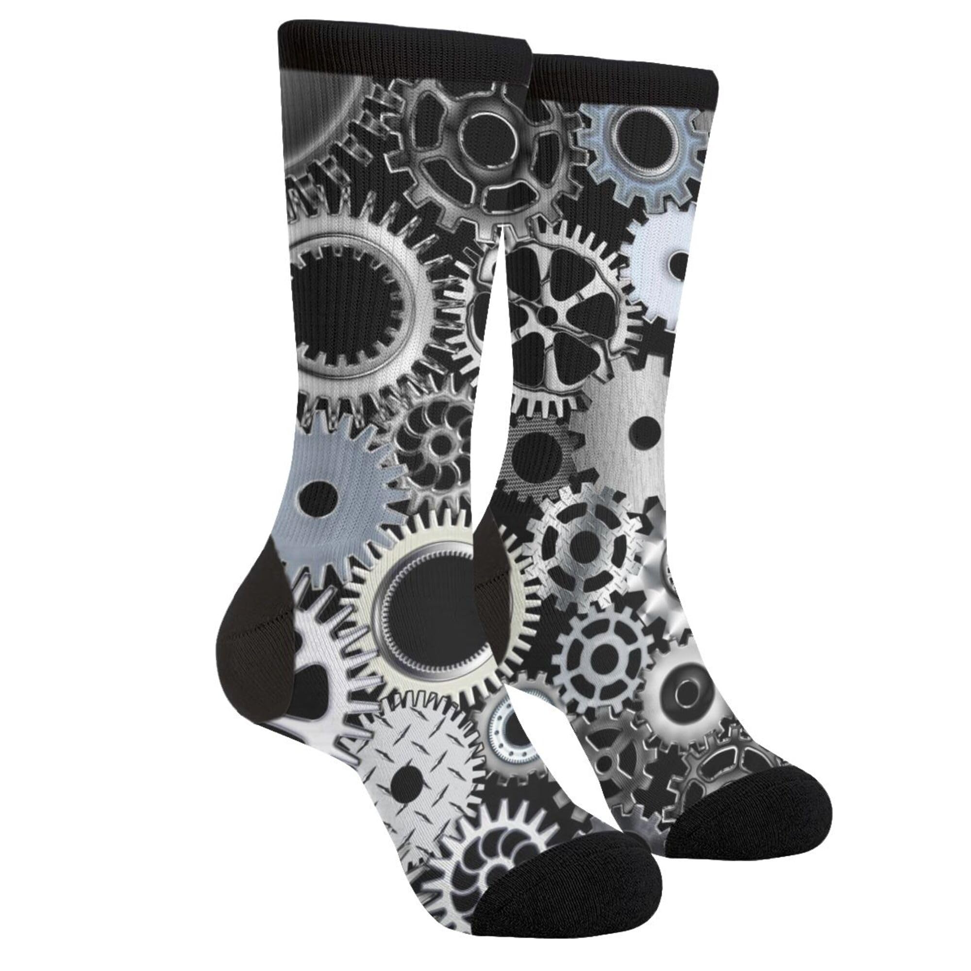Mechanical Engineering Gear Crew Socks - Funny Science Novelty Socks for Men & Women - One Size Fits Most - Perfect for Engineers, Students & STEM Enthusiasts