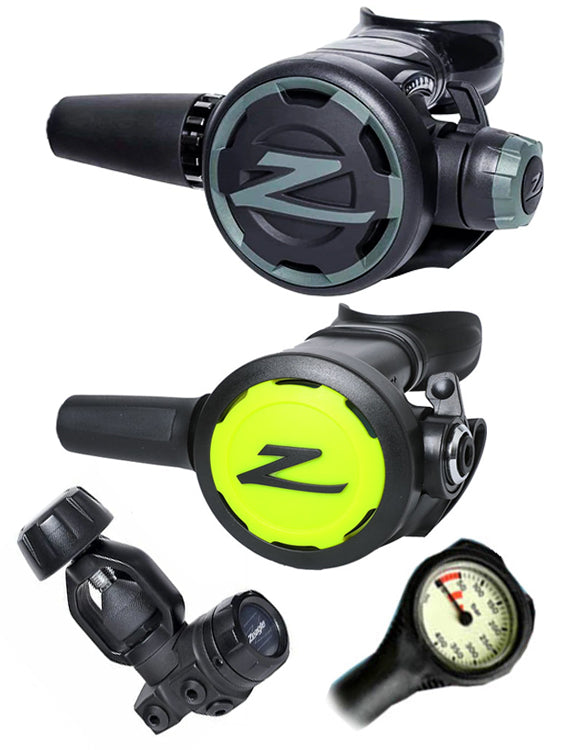 Zeagle F8 Regulator Set - DIN or Yoke First Stage with Free Termo Gauge | Professional Scuba Diving Equipment for Underwater Exploration