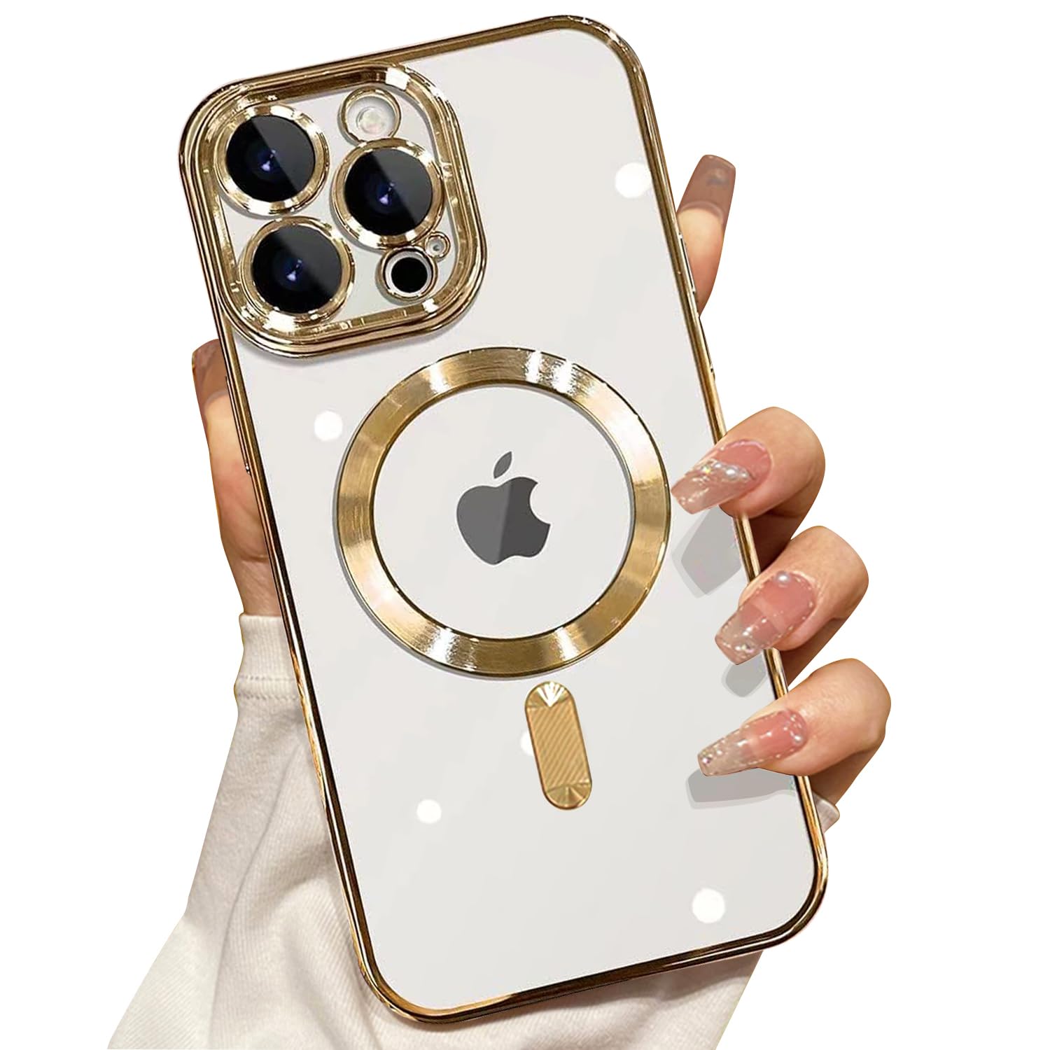 MissCase MagSafe Compatible iPhone 14 Pro Case (6.1 inch) - Clear Magnetic Cover with Camera Lens Protector | Anti-Scratch, Full Protection | Perfect for Everyday Use, Travel & Outdoor Activities - Gold