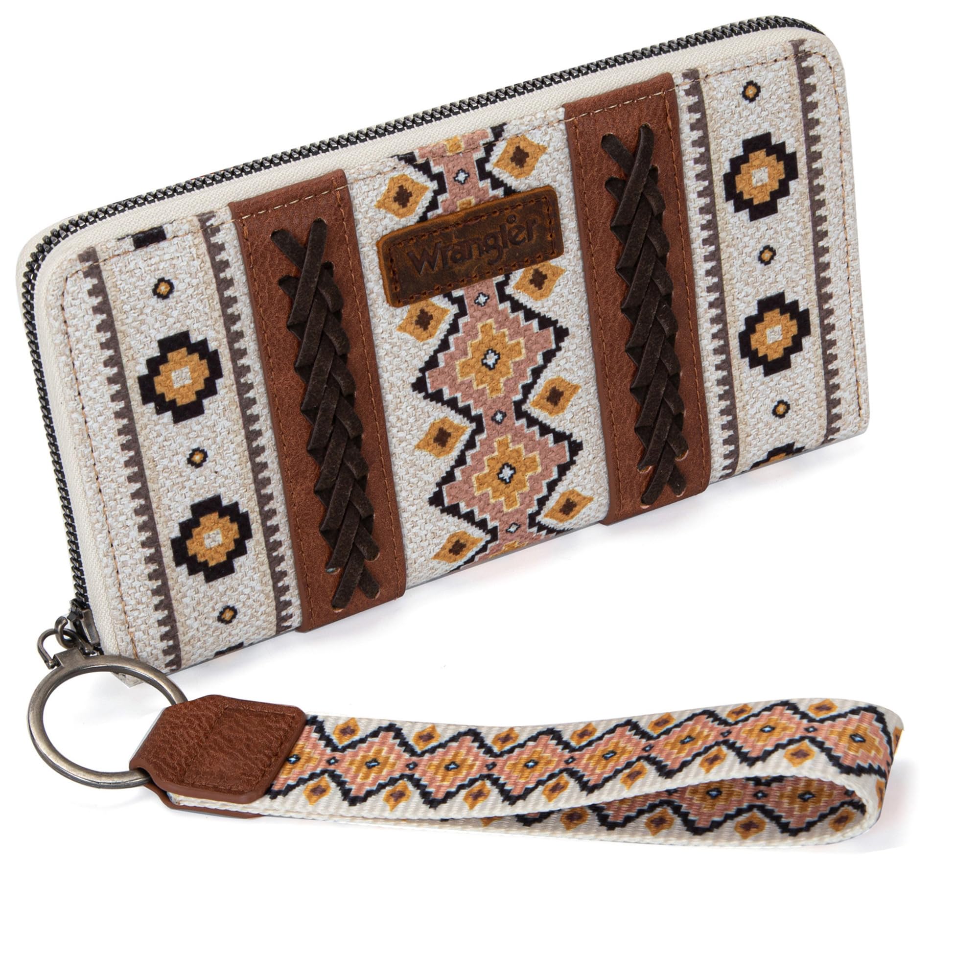 Montana West × Wrangler Western Wristlet Wallet for Women - Boho Aztec Design Credit Card Holder | Perfect for Everyday Use, Travel & Country Music Festivals