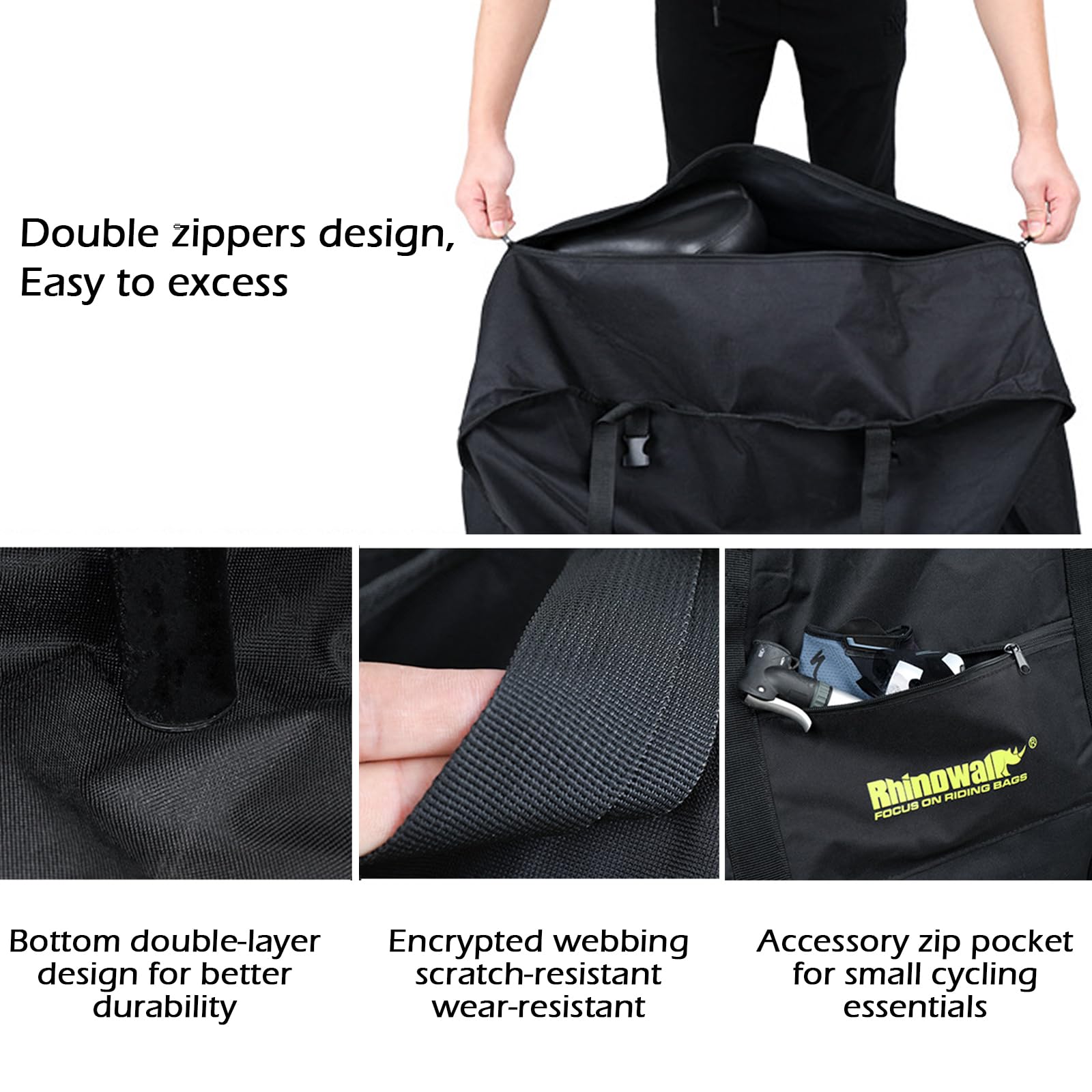 Rhinowalk 20/26 Inch Waterproof Folding Bike Bag - Durable Bicycle Travel Case for Car, Train & Airplane Transport - Perfect for Outdoor Adventures, Cycling Trips & Commuting