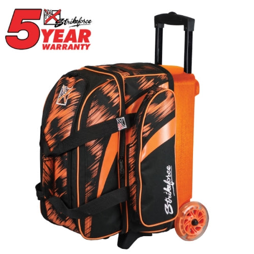 KR Strikeforce Cruiser Scratch Orange Double Roller Bowling Ball Bag - Durable Bowling Accessory for League Play & Tournament Travel