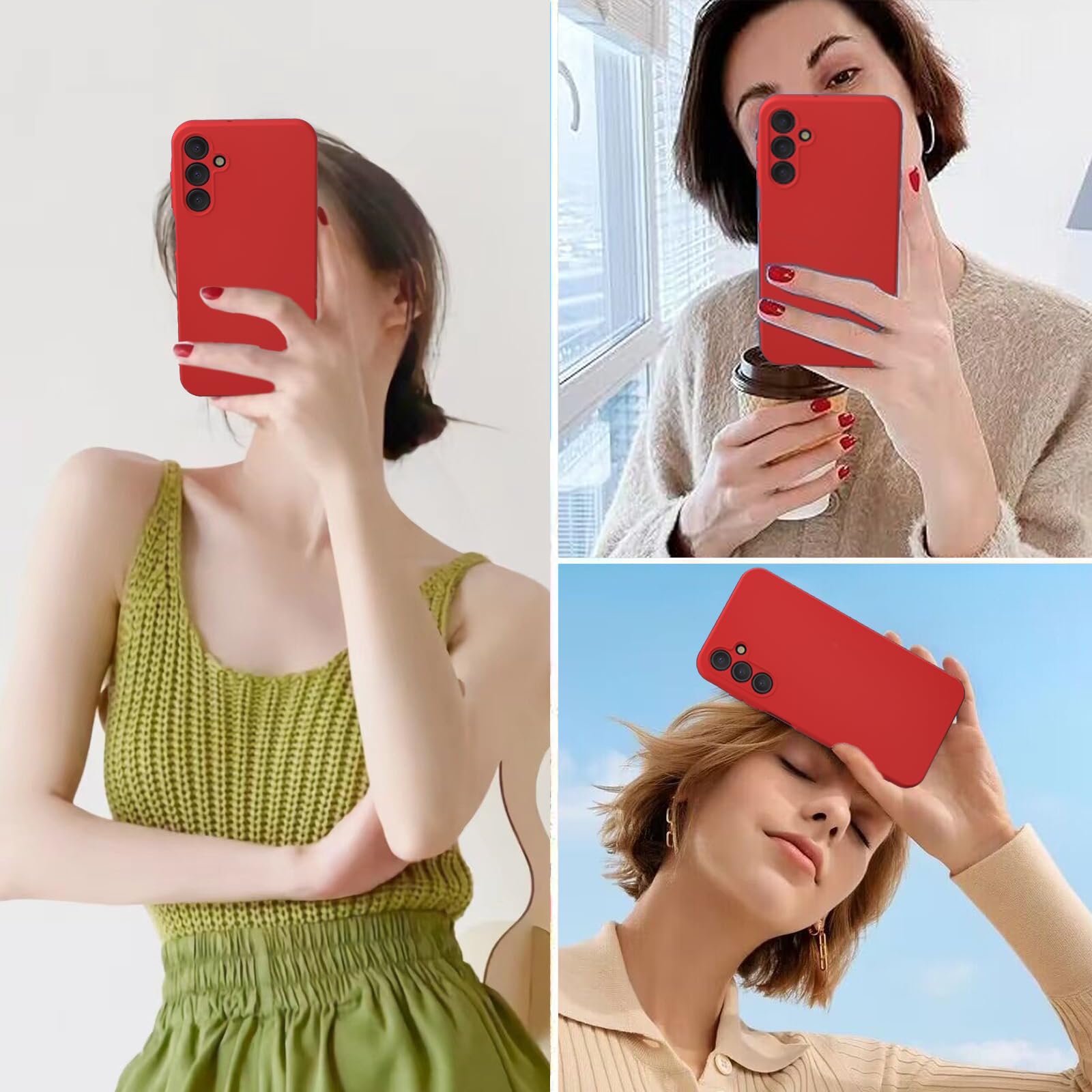 Giolus Slim Shockproof Case for Samsung Galaxy A35 5G with 2 Pack Screen Protector - Soft Anti-Scratch TPU Silicone Cover with Microfiber Lining | Perfect for Daily Protection & Outdoor Activities (Red)