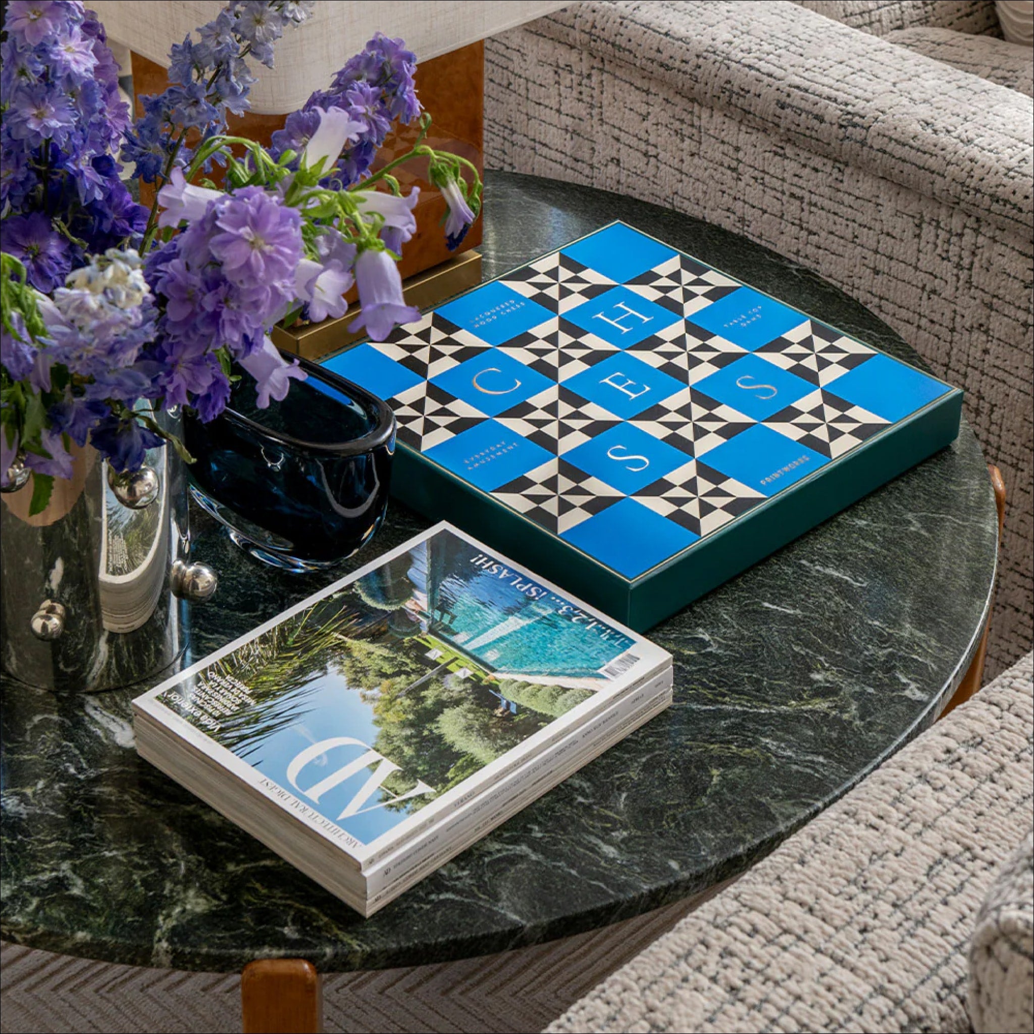 PRINTWORKS Classic Lacquered Chess Set - Premium Poseidon Design Wooden Chess Board Game for Adults & Kids - Perfect for Home Decor, Gifts, and Strategy Game Nights