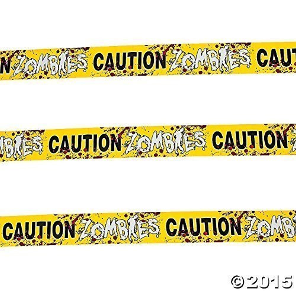 Halloween Caution Zombies Party Tape - 4 Pack | Decorative Crime Scene Barrier for Halloween Decor, Party Supplies & Spooky Events