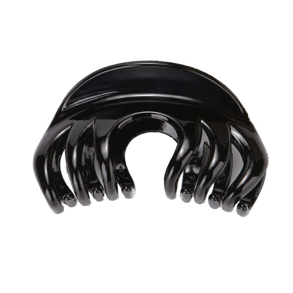 Non-Slip Grip Large Crystal Plastic Octopus Jaw Hair Clips - Banana Claw Clips for Women (12 Teeth, Black & Brown) - Perfect for Updos, Ponytails & Everyday Hairstyles