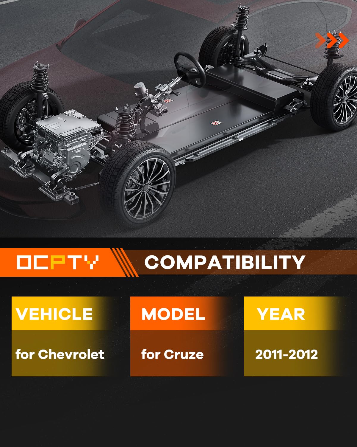 OCPTY Complete Strut Assembly with Shocks - Replacement for 2011-2012 Chevrolet Cruze (Front & Rear) 272627/372664 272626/372663 - Improves Ride Comfort & Handling for Daily Commuting & Road Trips