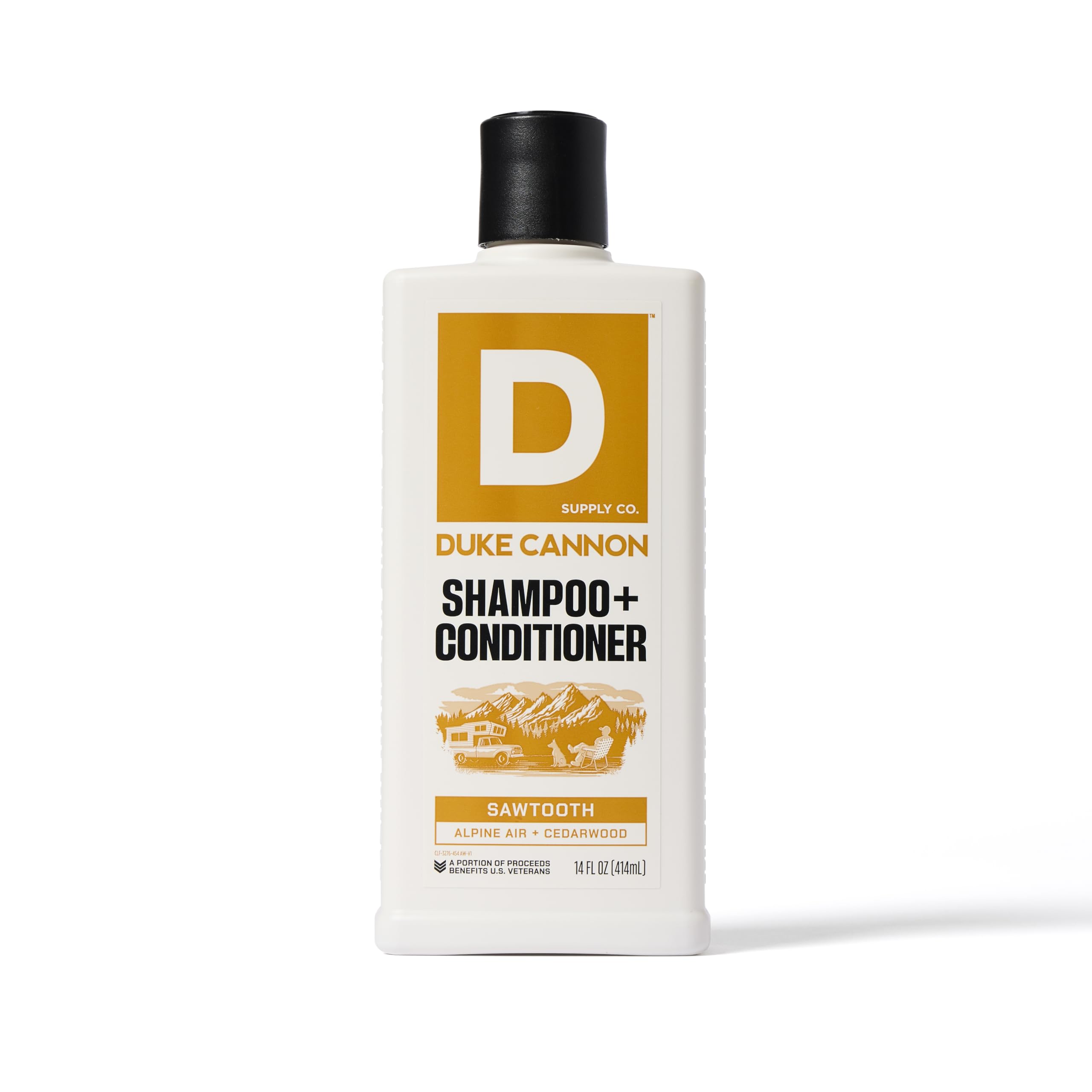 Duke Cannon Supply Co. Sawtooth 2-in-1 Shampoo & Conditioner for Men - 14 oz - Masculine Scent Hair Wash with Gentle Cleansing & Strengthening Formula - Ideal for Gym, Travel & Everyday Use