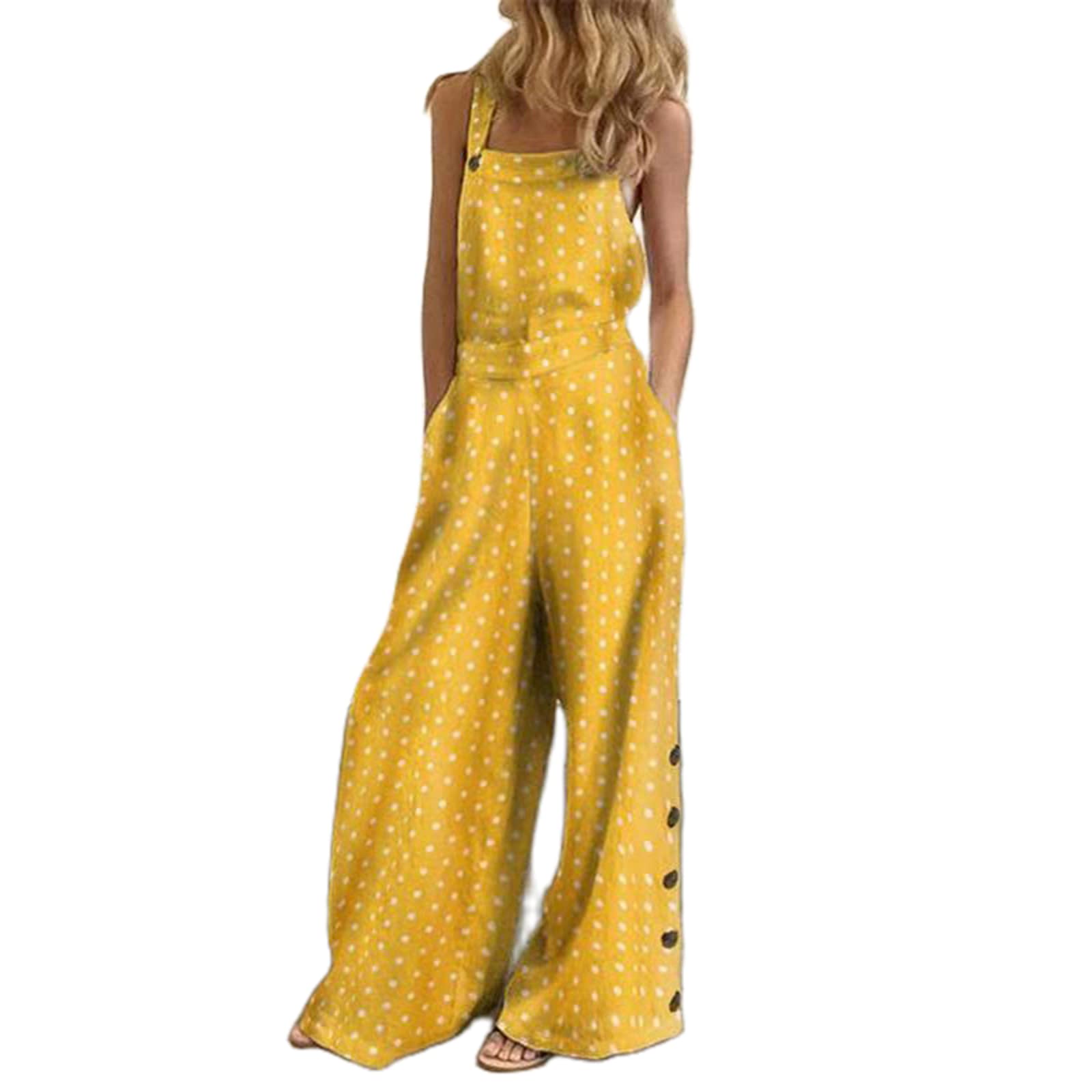 NUFIWI Women's Boho Floral Printed Jumpsuit - Loose Fit Baggy Overalls with Wide Leg & Pockets | Long Romper for Casual Wear, Beach Outfits & Summer Fashion