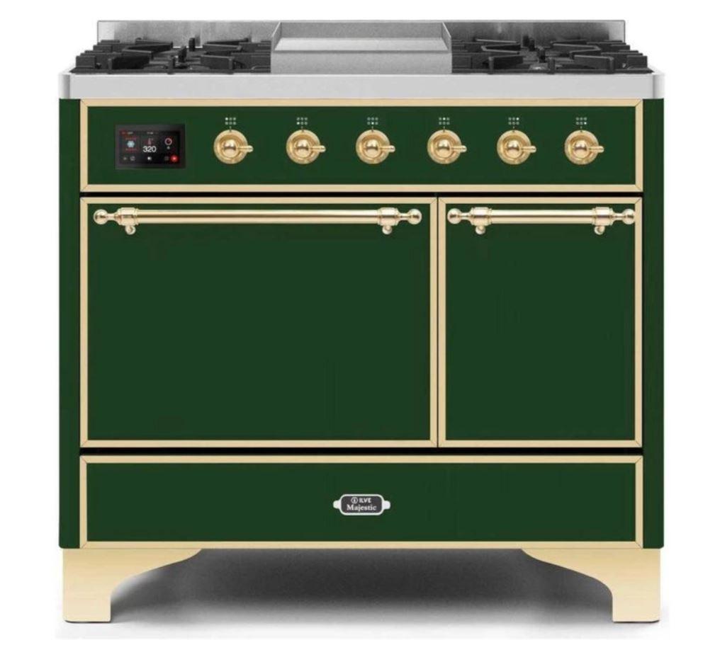 ILVE 40 Inch Majestic II Series Professional Natural Gas & Propane Dual Fuel Range with 6 Sealed Burners & Electric Oven - UMD10FDQNS3 - Perfect for Home Chefs & Commercial Kitchens