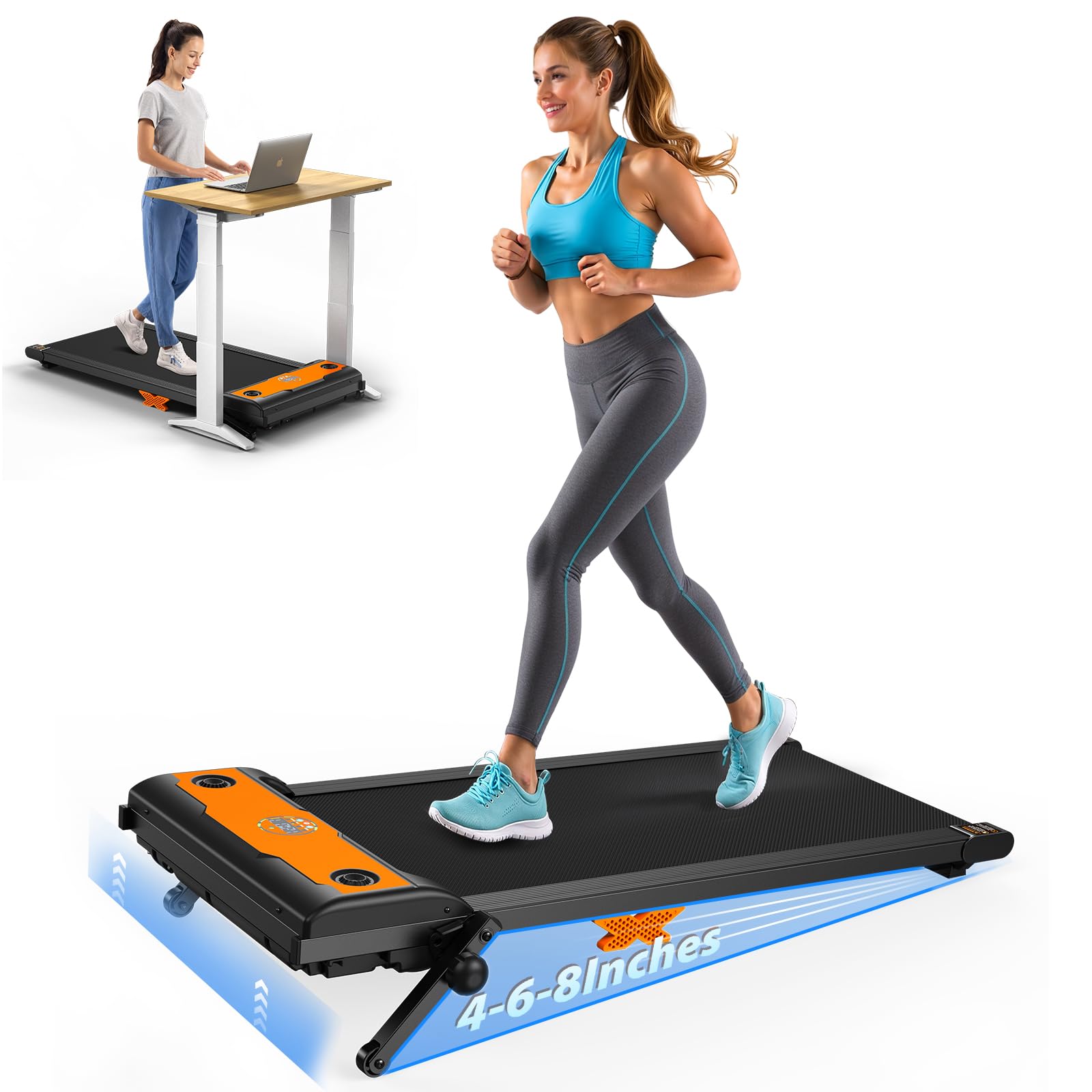 3-in-1 Under Desk Treadmill with Incline - Portable Walking Pad for Home Office, 265 lbs Capacity, Remote Control & LED Display - Compact Treadmill for Small Spaces, Apartment Workouts & Quiet Exercise