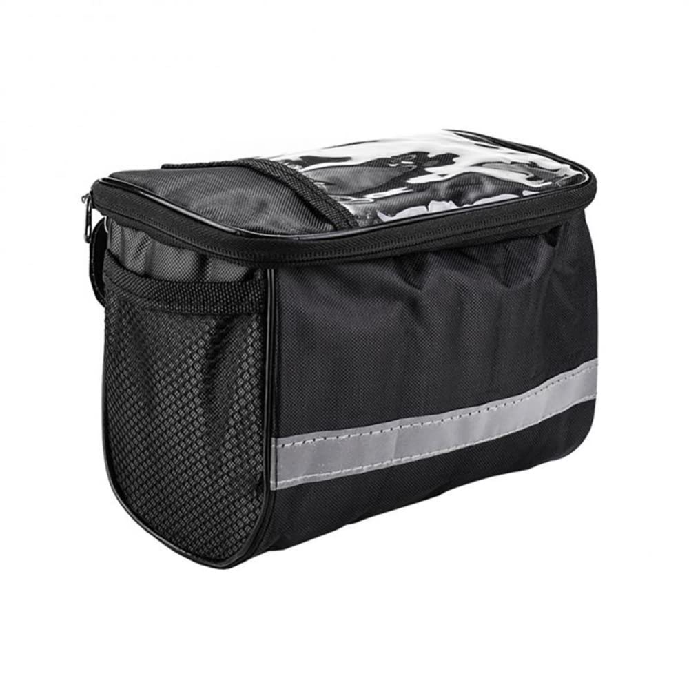 **Waterproof Bike Handlebar Bag - Reflective Front Bicycle Basket with Phone Holder for Road & Mountain Cycling - Portable Storage Pouch for Commuting, Travel & Outdoor Adventures**