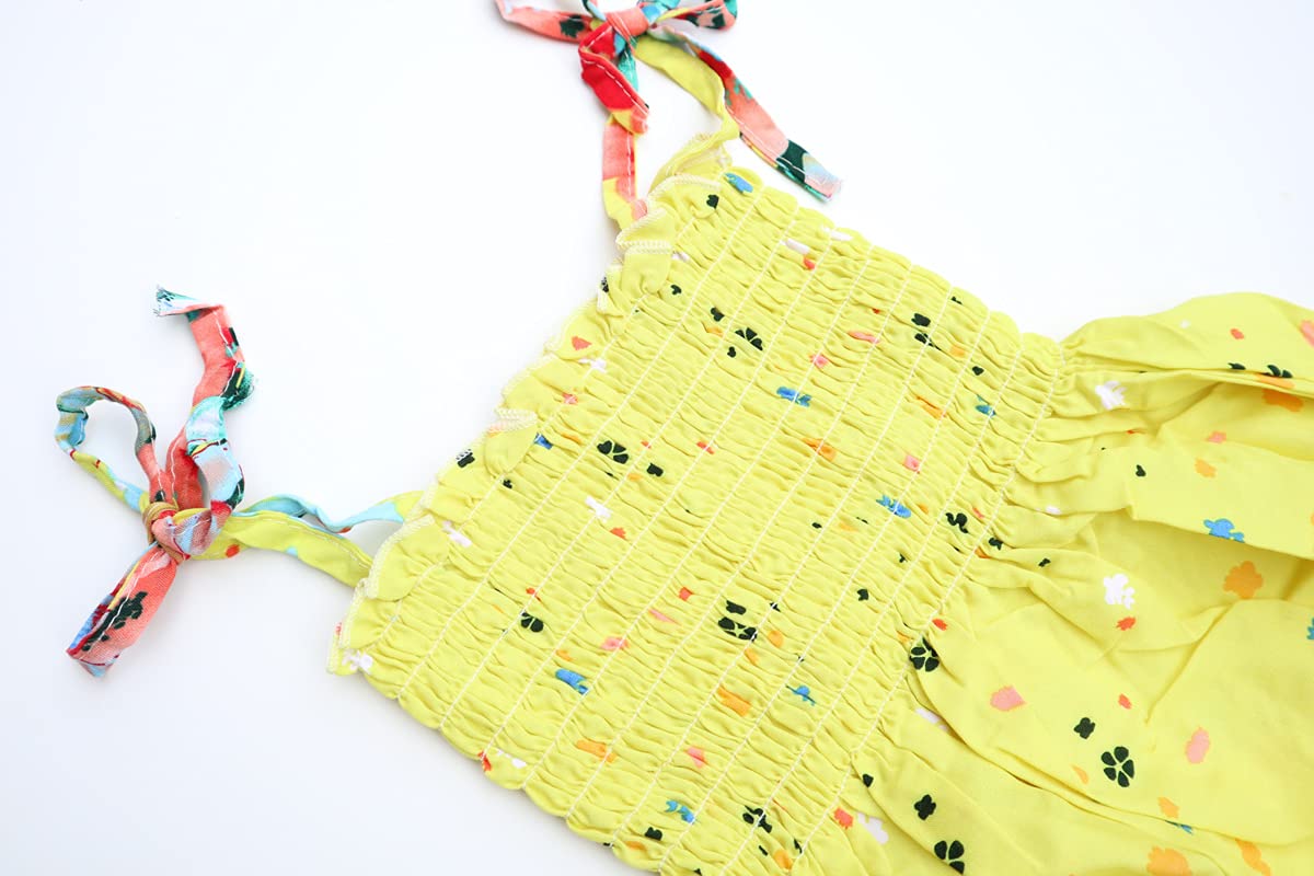 Bohemian Floral Sleeveless Rainbow Sundress for Girls 2-12T with Necklace - Perfect for Beach Vacations, Summer Parties & Boho Fashion
