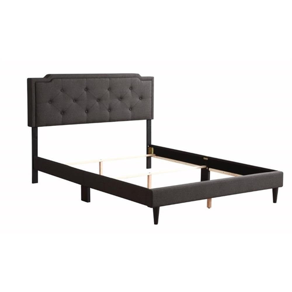 Deb Fabric Upholstered Queen Size Bed Frame in Black - Modern Upholstered Platform Bed with Headboard - Perfect for Master Bedroom, Guest Room & Apartment
