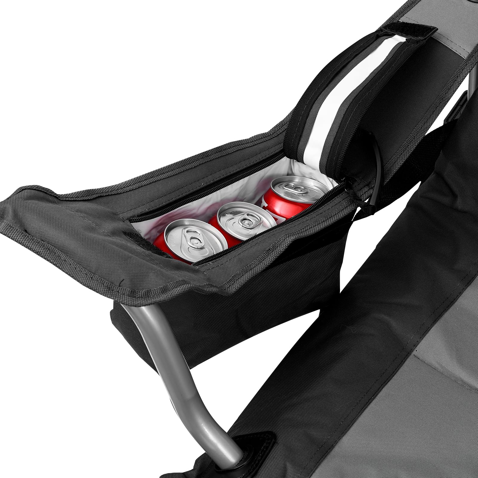 Heavy Duty Folding Camping Chairs with Lumbar Support & Cooler Pouch - High Back Portable Lawn Chairs for Outdoor, Beach, Picnic, Backyard, Fishing - Supports Up to 400LBS
