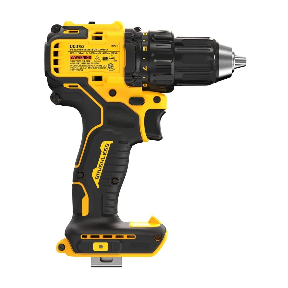 DEWALT DCD793B 20V MAX Brushless 1/2 Inch Cordless Compact Drill Driver (Tool Only) - Perfect for DIY Projects, Home Repairs & Professional Construction Work