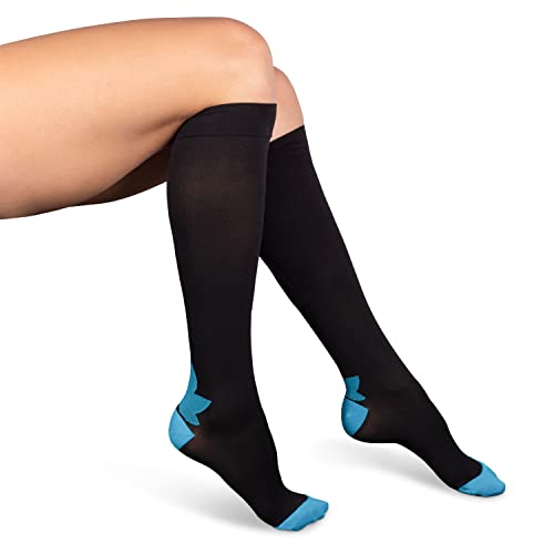 20-30mmHg Graduated Compression Knee High Socks with Zipper for Men & Women - Ideal for Travel, Running & Varicose Vein Relief