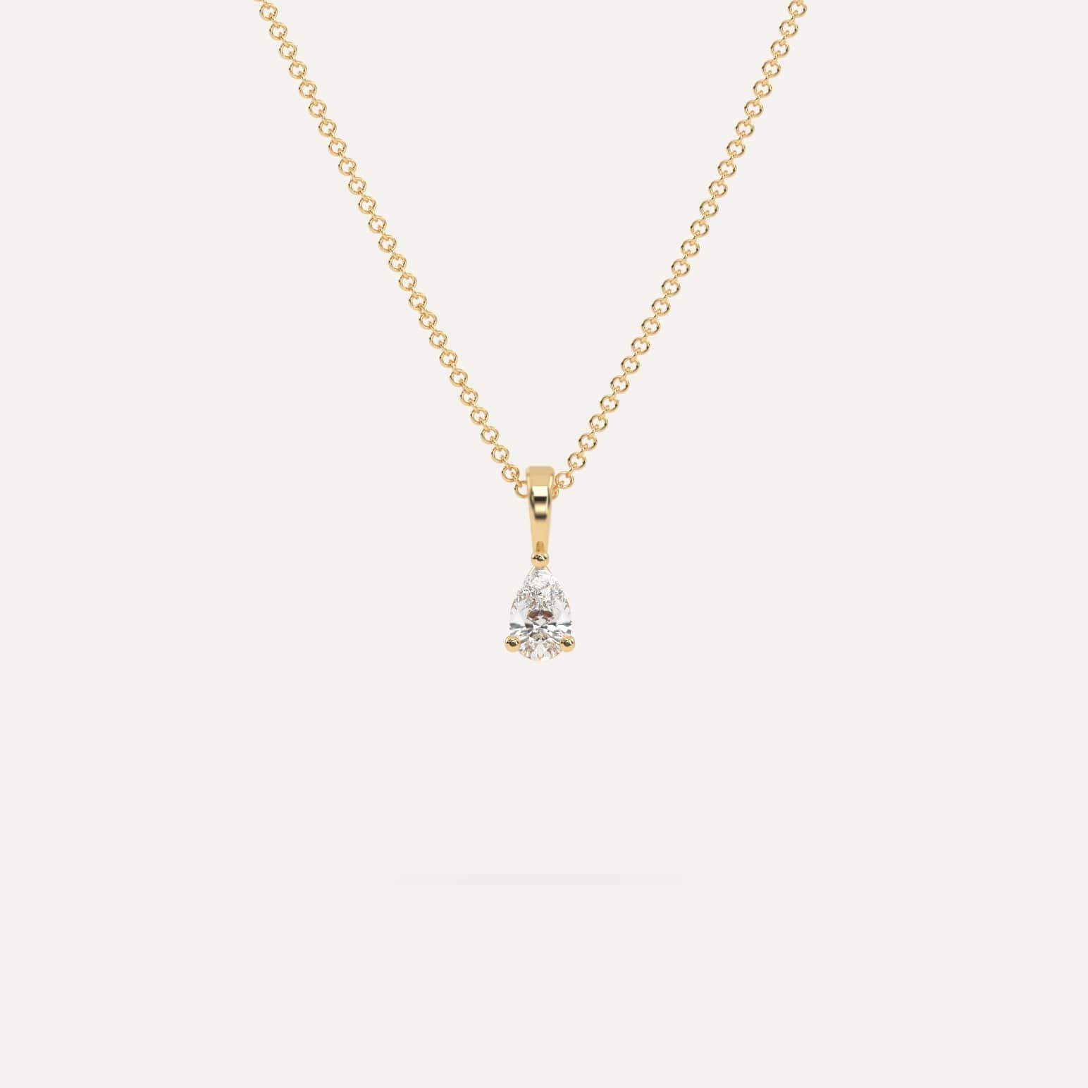 1/4 Carat Pear Diamond Pendant Necklace - 14K White Gold Dainty Elegant Jewelry for Women - Perfect for Anniversary, Birthday & Valentine's Day Gifts