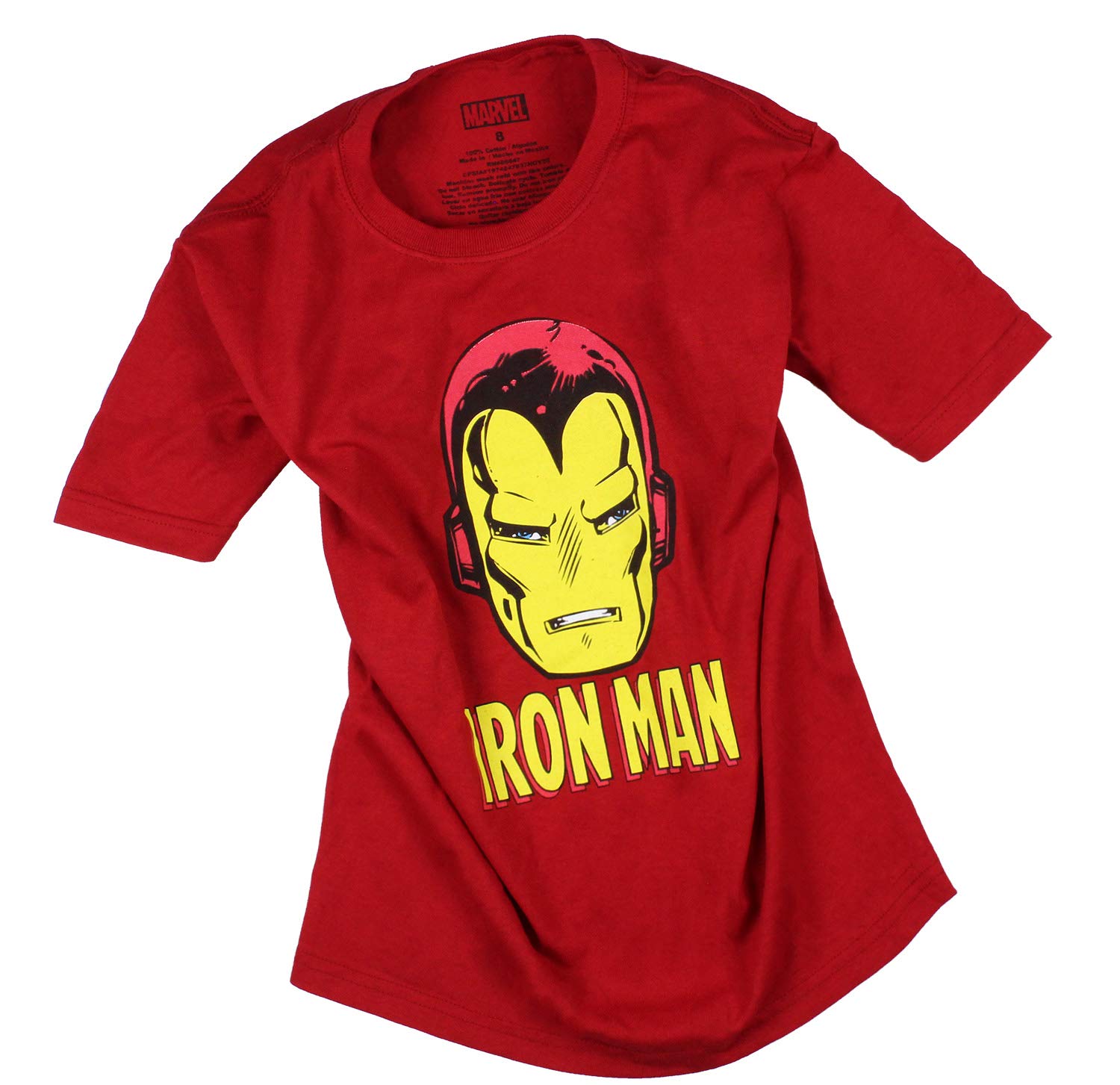 Marvel Iron Man Superhero Big Face Graphic T-Shirt for Boys | Cool Superhero Costume & Casual Wear