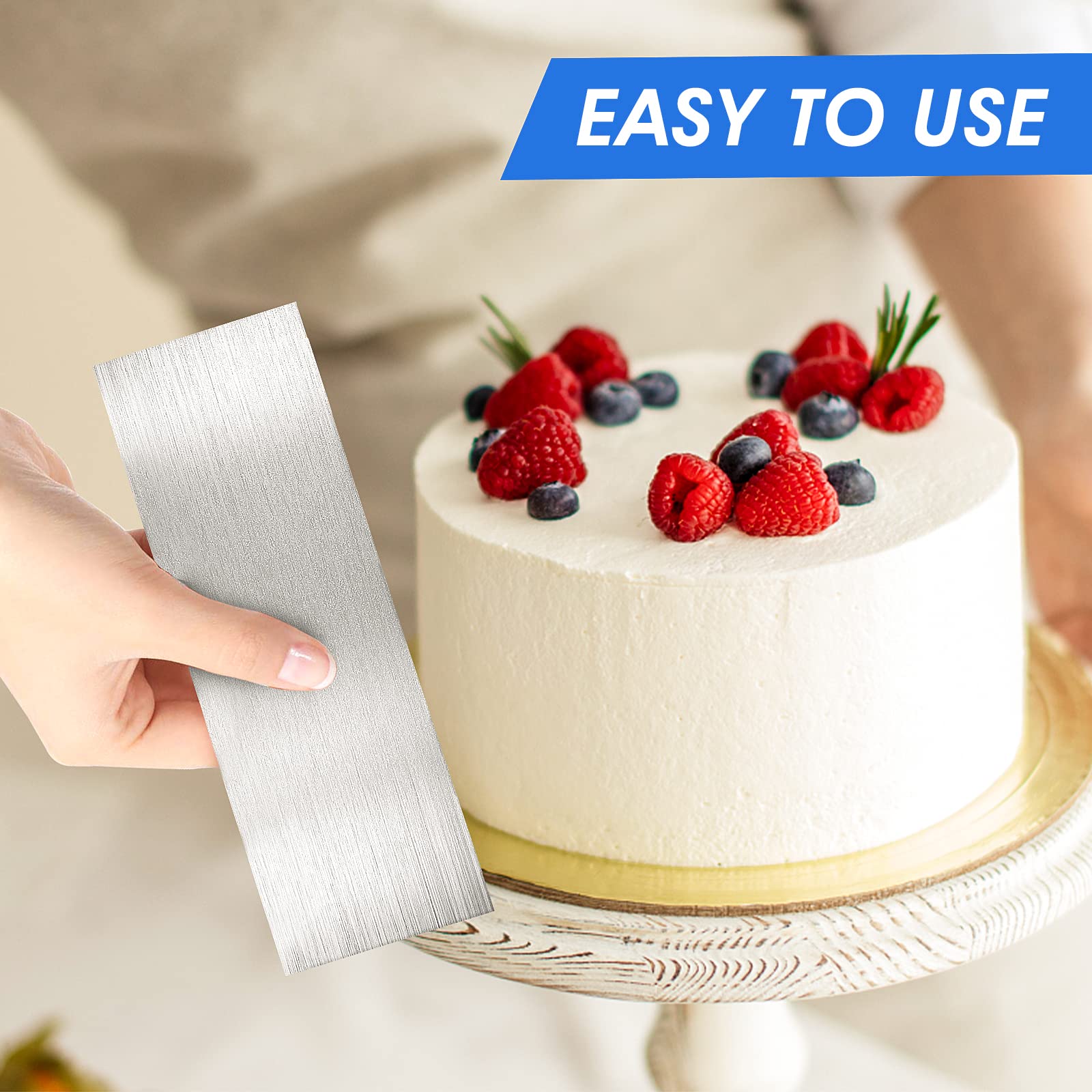 Abeillo 22cm Stainless Steel Cake Scraper for Buttercream & Icing - Professional Baking Tool for Smooth Cake Decorating, Perfect for Wedding Cakes & Birthday Cakes
