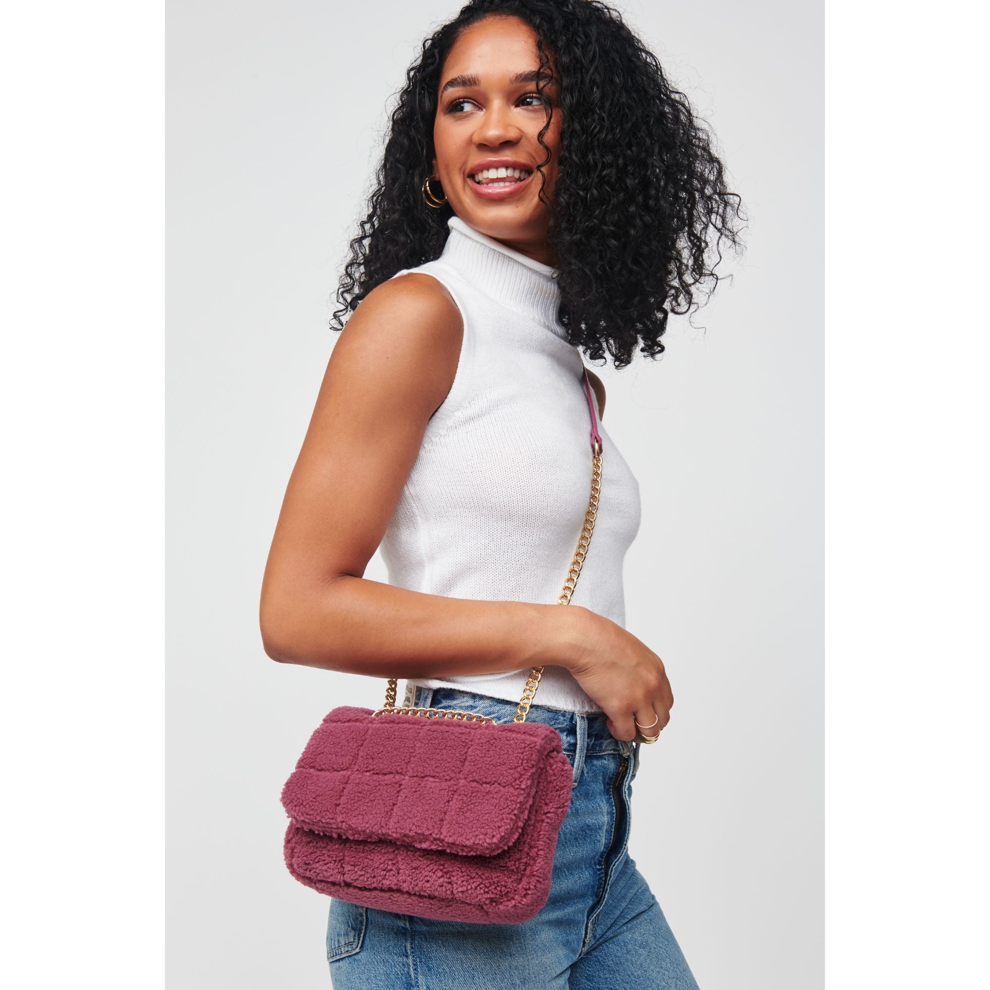 Ryeland Sherpa Crossbody Bag for Women - Soft Fleece Shoulder Purse with Adjustable Strap, Perfect for Travel, Shopping & Daily Use