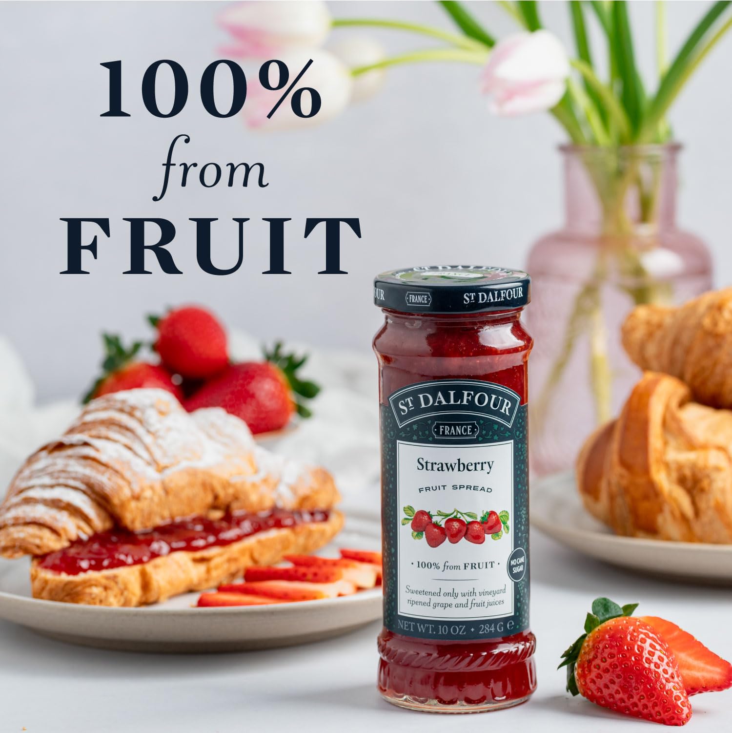 St. Dalfour Strawberry & Orange Marmalade French Fruit Spread Bundle, 10 oz Each - 100% Natural Fruit Preserves, No Artificial Ingredients, Non-GMO, Gluten-Free | Perfect for Toast, Yogurt, Desserts & Gift Baskets