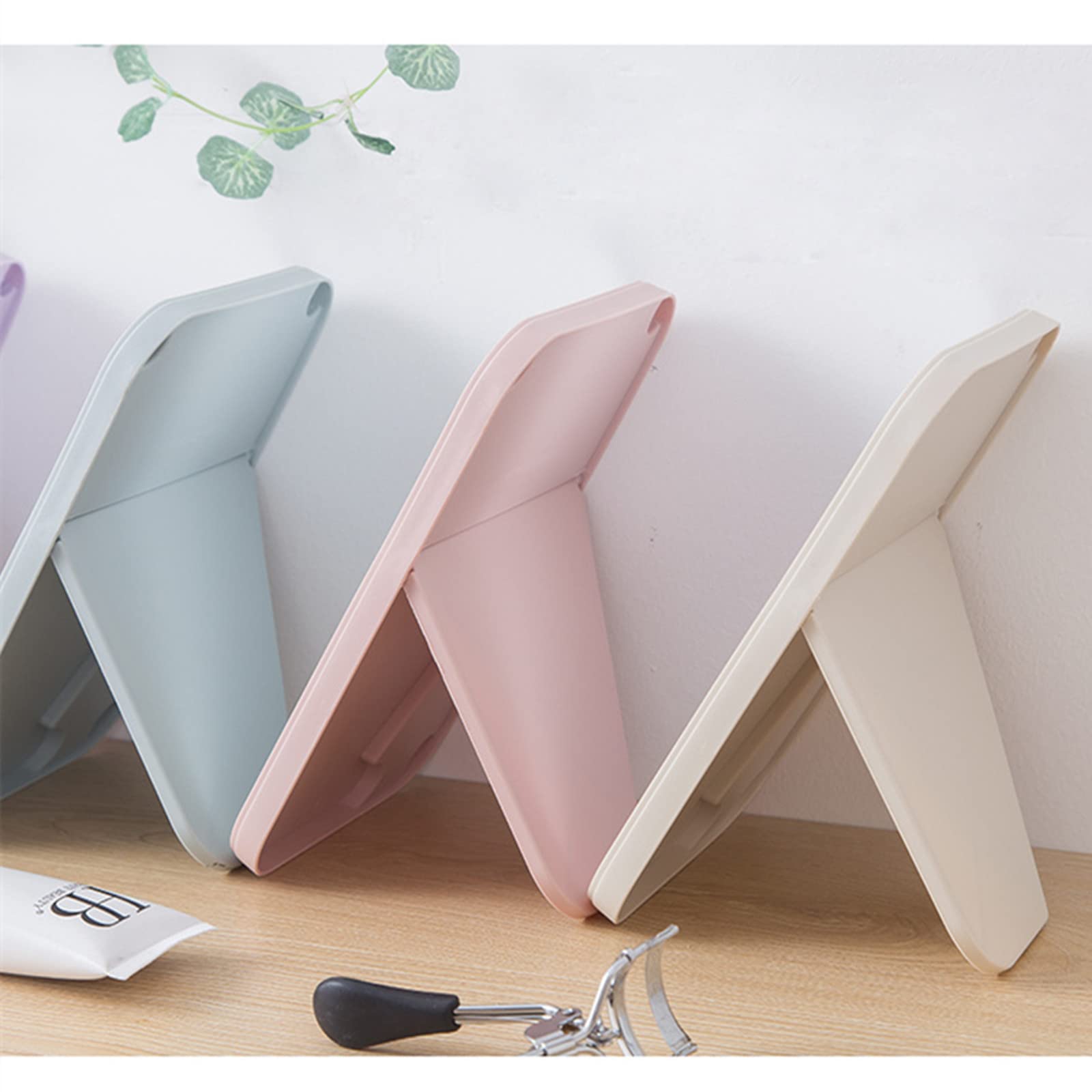Foldable Desktop Makeup Mirror with Stand - 90° Adjustable Rotation, Portable Square Vanity Mirror for Women | Perfect for Home, Travel & Salon Use (Blue)