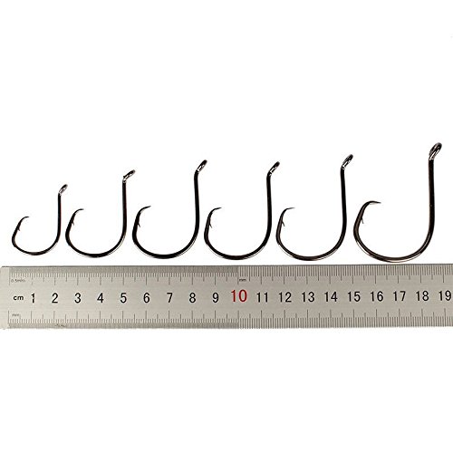 Premium Saltwater Fishing Circle Hooks Set - 50pcs Box (Sizes #1 to 4/0) for Bass, Catfish & Octopus - Offset Design for Strong Hookset - Ideal for Deep Sea, Surf & Freshwater Fishing Adventures