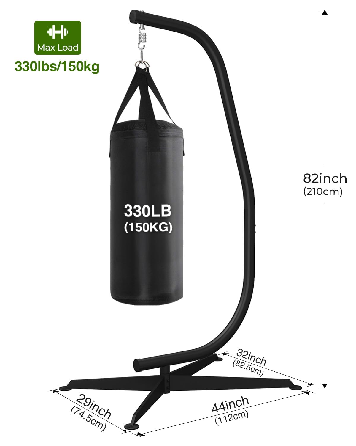GREENSTELL Hammock Swing Stand - Heavy Duty C-Stand with Buckle & Spring Hook for Indoor/Outdoor Use - 330lbs Weight Capacity - Perfect for Backyard, Patio, Garden Relaxation