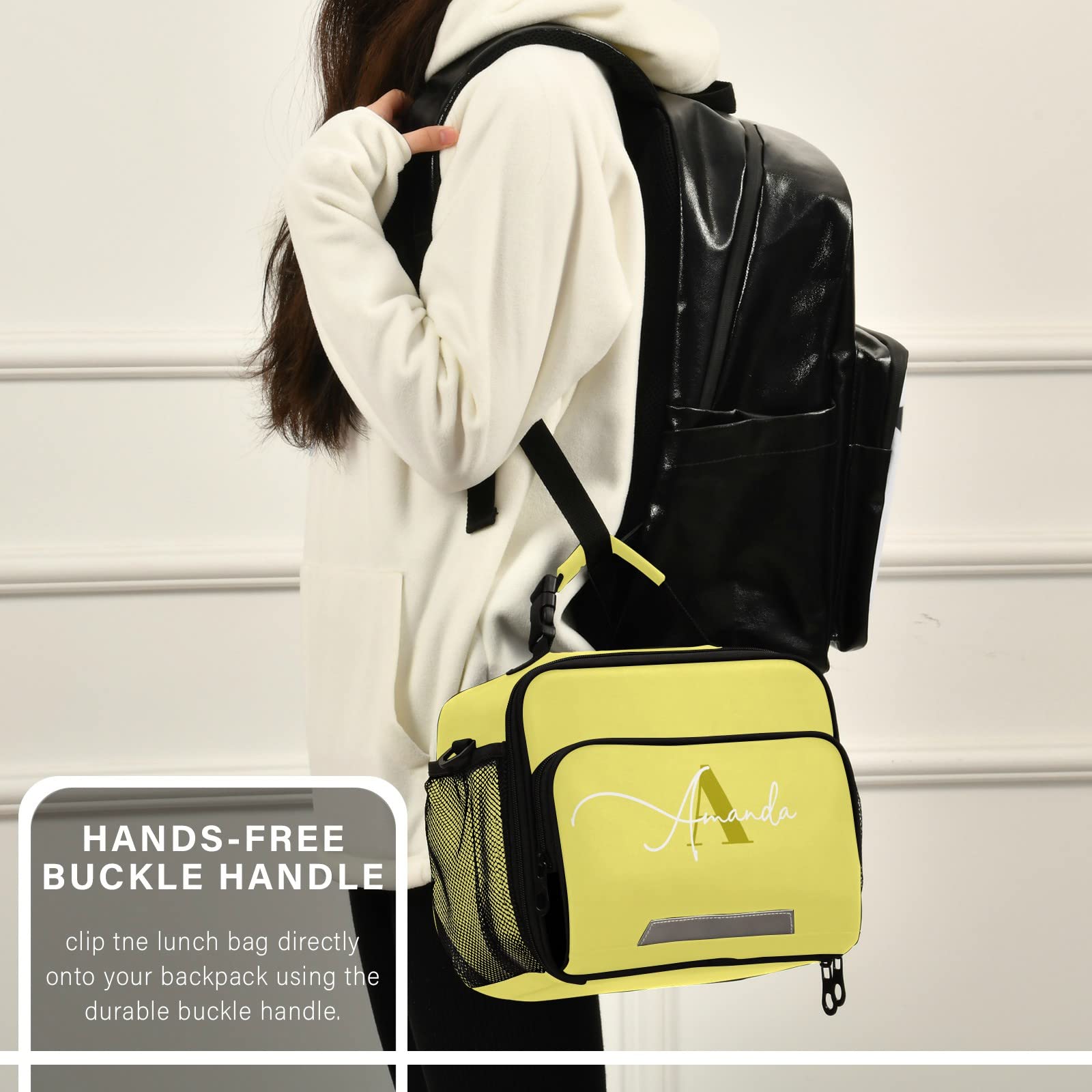 Custom Yellow Insulated Lunch Bag with Adjustable Shoulder Strap - Lightweight Lunch Box for Women, Students - Perfect for Work, School, Picnic & Outdoor Activities