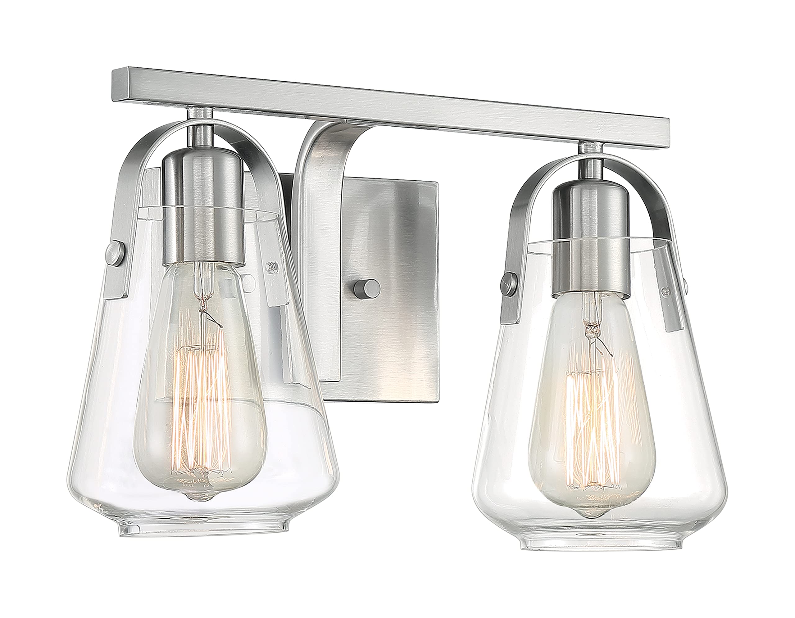 NUVO 60/7112 Skybridge 2-Light Bathroom Vanity Light Fixture in Brushed Nickel Finish - Perfect for Modern Bathroom & Dressing Room Lighting