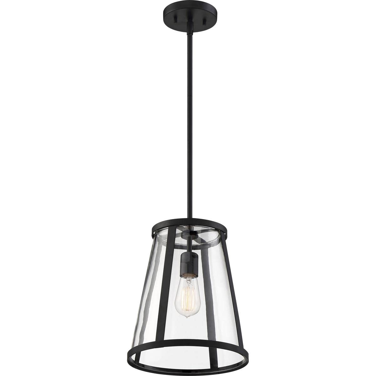 NUVO 60/6699 Bruge 1-Light Matte Black Pendant Light with Clear Glass Shade - 100W 120V - Perfect for Kitchen Island, Dining Room, or Entryway Lighting