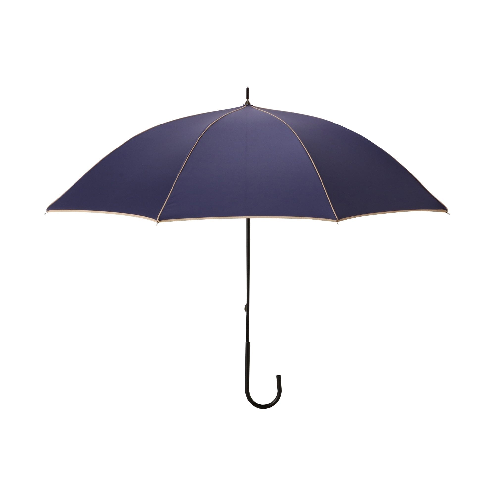 50cm Navy Blackout Piping Long Umbrella - Windproof & Waterproof for Outdoor, Travel, and Daily Commute