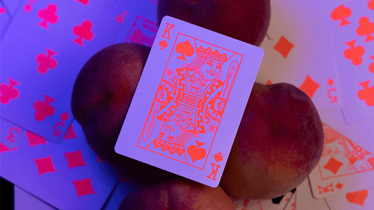 Glow-in-the-Dark Playing Cards - Peach Color Deck for Magic Tricks, Poker Nights & UV Party Games | Premium Fluorescent Card Set for Cardistry, Blacklight Events & Nighttime Entertainment