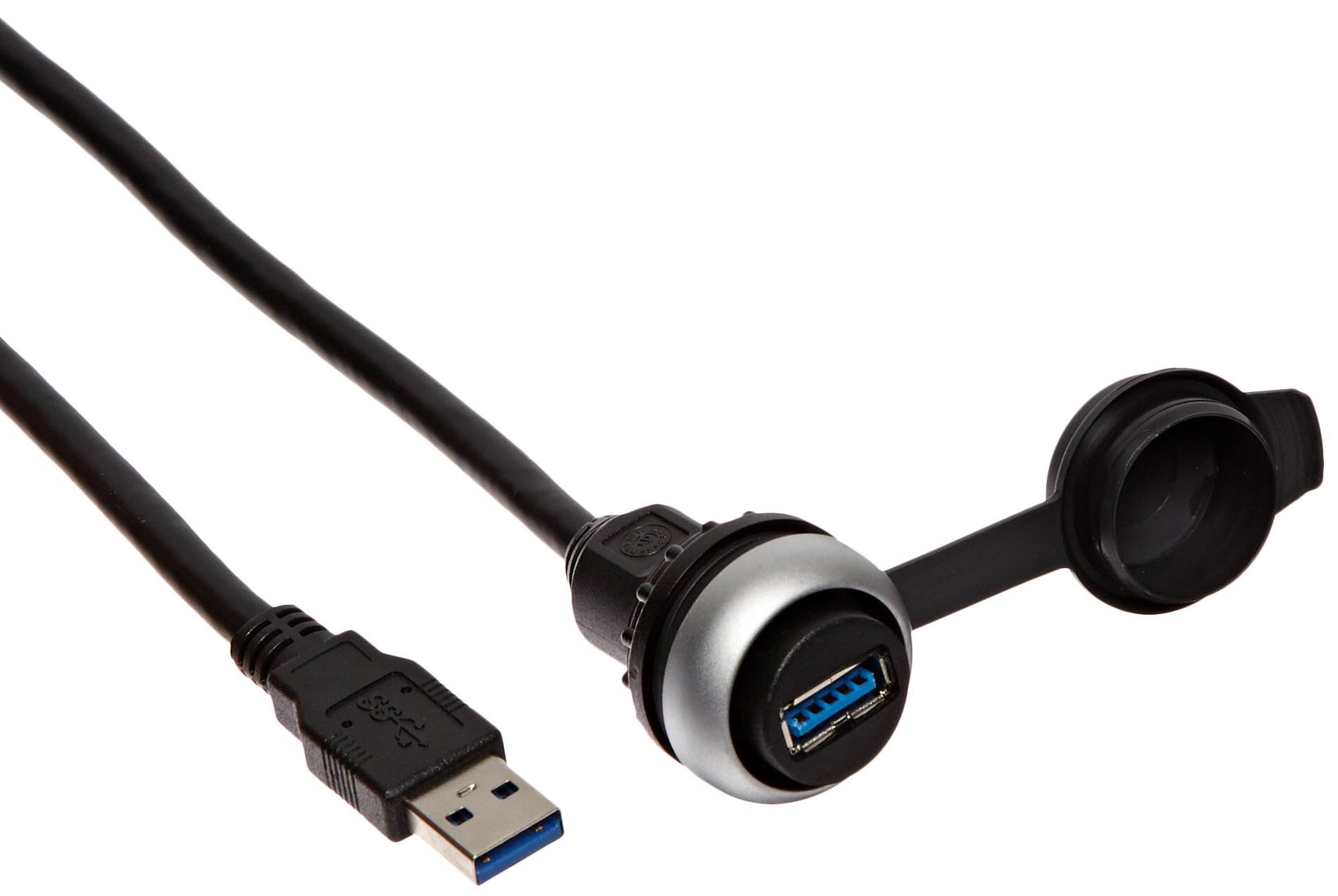 Eaton M22-USB-SA Bulkhead Connector - 22mm Diameter USB 2.0 Type A Female Socket with 2ft Cable - Ideal for Industrial Equipment, Marine Applications & Harsh Environment Connectivity