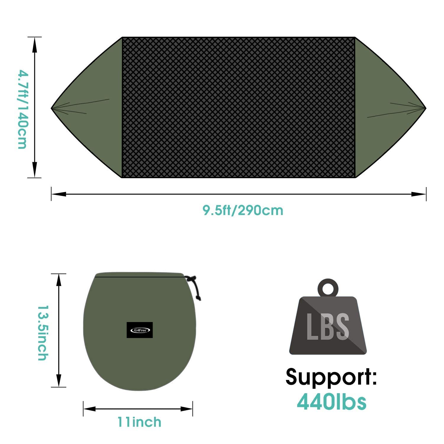 G4Free 2-Person Large Camping Hammock with Mosquito Net & Underquilt - Lightweight Parachute Hammock for 4-Season Outdoor Use - Perfect for Backpacking, Hiking, Backyard Relaxation & Winter Camping