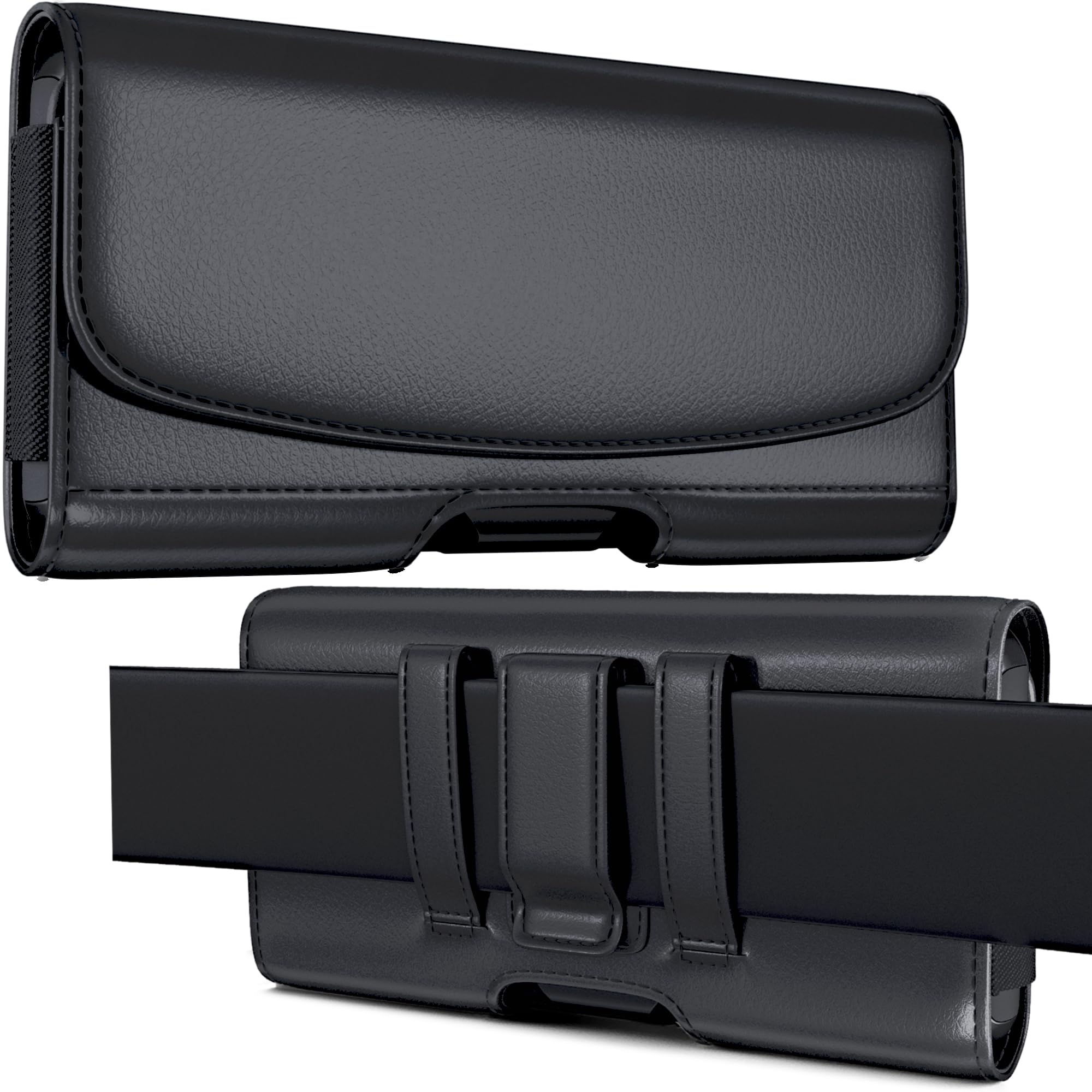 Premium Phone Holster Belt Clip for iPhone 16/15/14/13/12/11 Pro, XS/X/XR & Samsung Galaxy S25/S24/S23/S22 - Universal Cell Phone Holder with ID Card Pouch (Fits Phones with Cases) - Perfect for Construction, Hiking, Running & Outdoor Activities