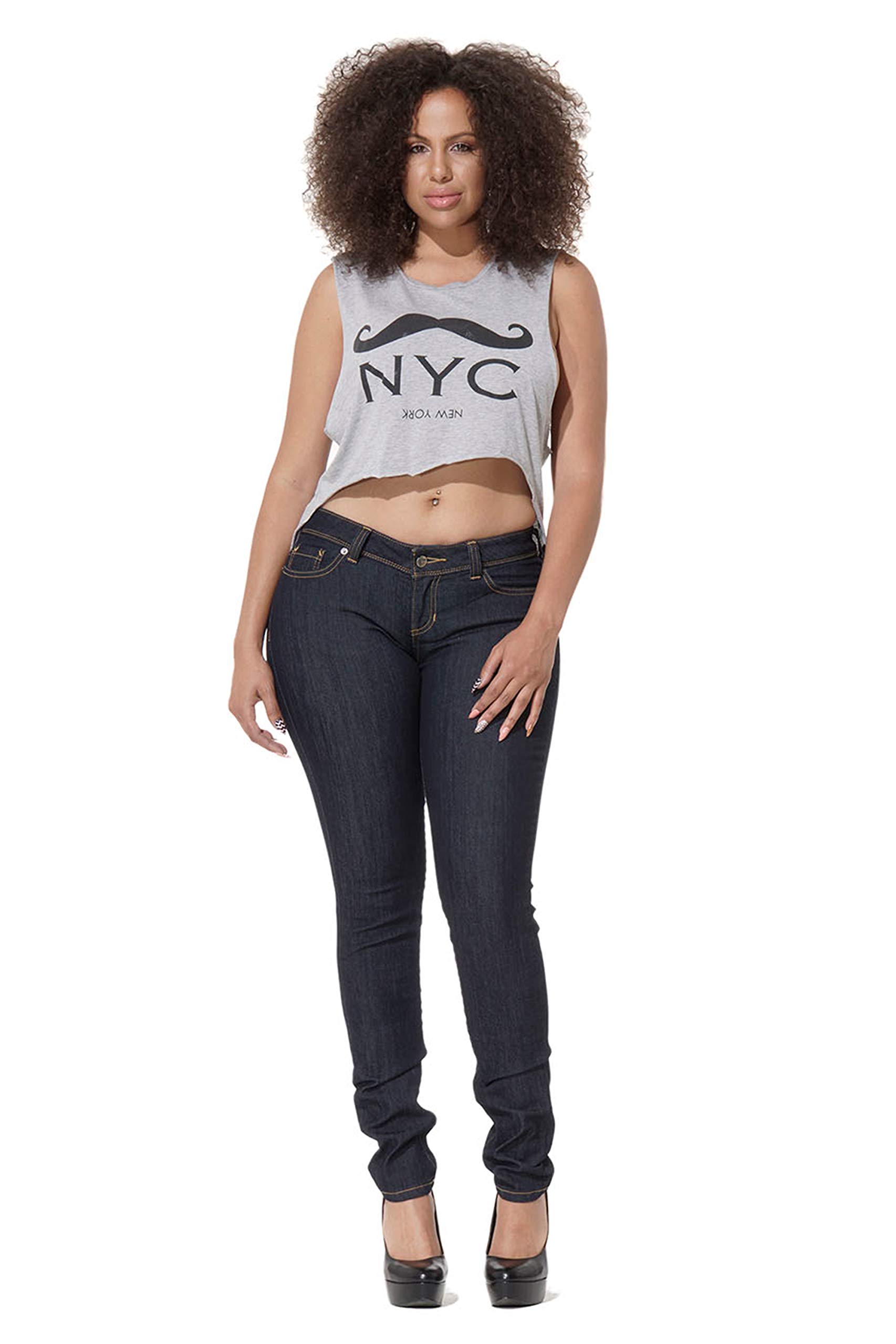 Poetic Justice Women's Curvy Fit Stretch Denim Mid Rise Skinny Jeans - Comfortable & Flattering for Everyday Wear, Work & Casual Outings