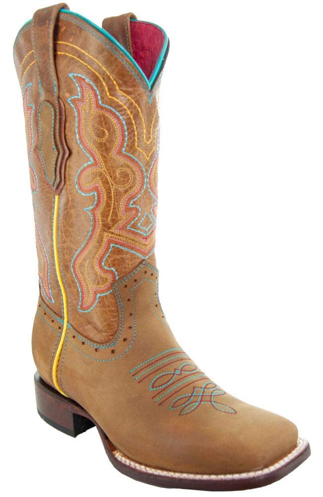 Soto Boots Women's Embroidered Ana Square Toe Cowgirl Boots M9002 - Western Fashion, Country Dance & Rodeo Riding Boots for Women