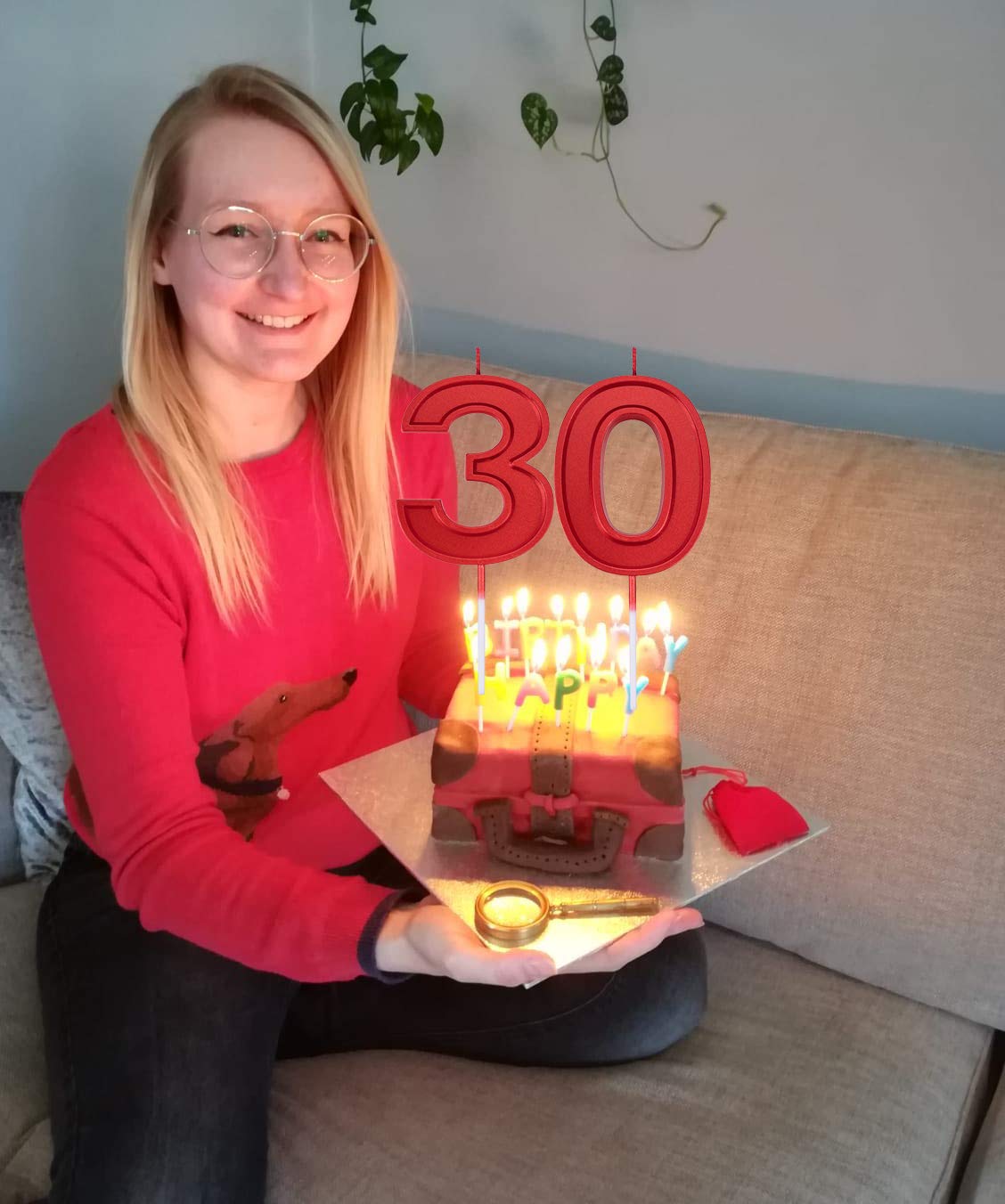 3.93 Inch Large Metallic Red Number 9 Birthday Candles - Cake & Cupcake Toppers for Adult/Kid Parties, Family Baking & Celebration Decorations - Perfect for Birthday Cakes, Dessert Displays & Special Occasions