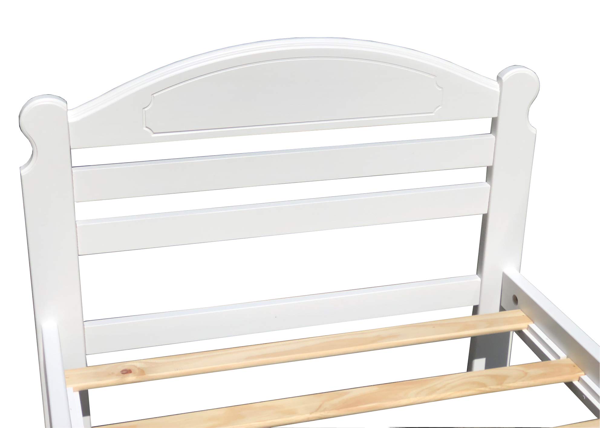 Twin Trundle Bed with Wooden Slats - Solid Pine Wood Frame, White Finish, 39