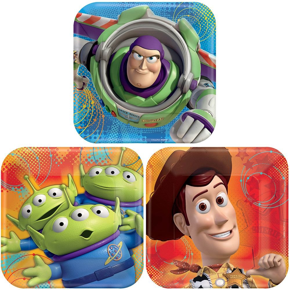 Toy Story Square Dessert Plates Set of 8 - Disney Pixar Party Supplies for Kids Birthday, Baby Shower & Themed Events