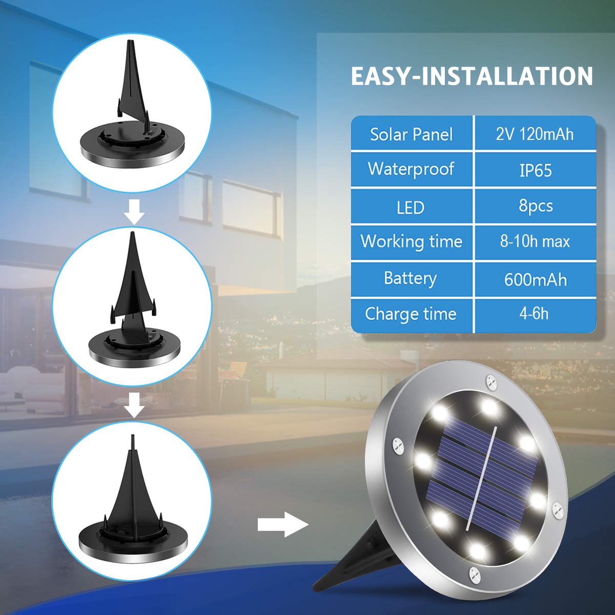 12 Pack Solar Lights Outdoor Waterproof - Solar Garden Lights for Pathway, Yard, Lawn, Driveway, Deck & Walkway (White Light) | Energy-Efficient Landscape Lighting for Patio & Outdoor Decor